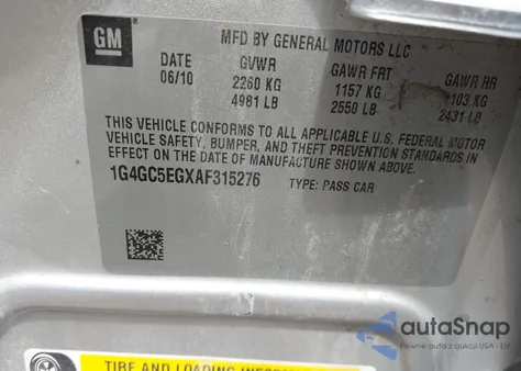 2010 Buick Lacrosse Cxl from USA, damaged, VIN 1G4GC5EGXAF315276